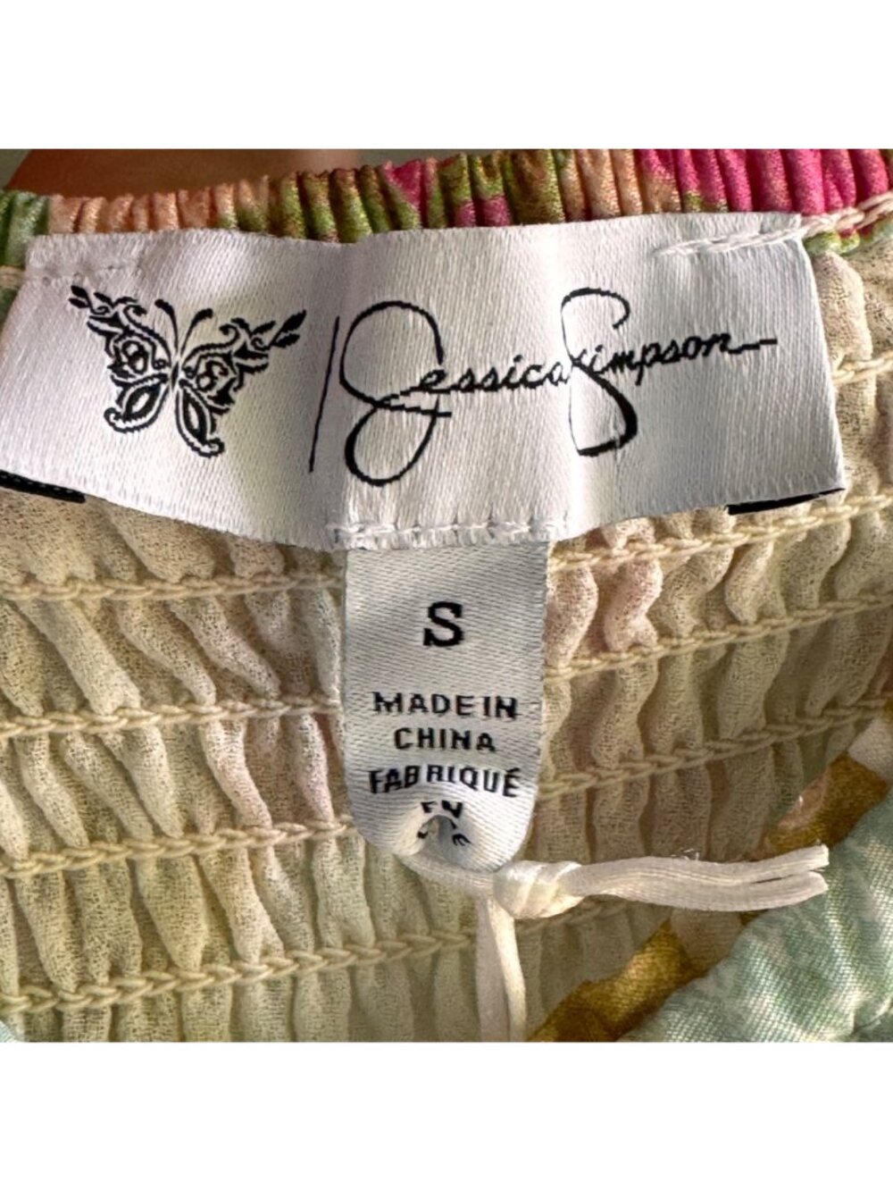 Jessica Simpson Boho Tiered Maxi Dress Sz S Misty Rose Patchwork Cottagecore New - Picture 6 of 15